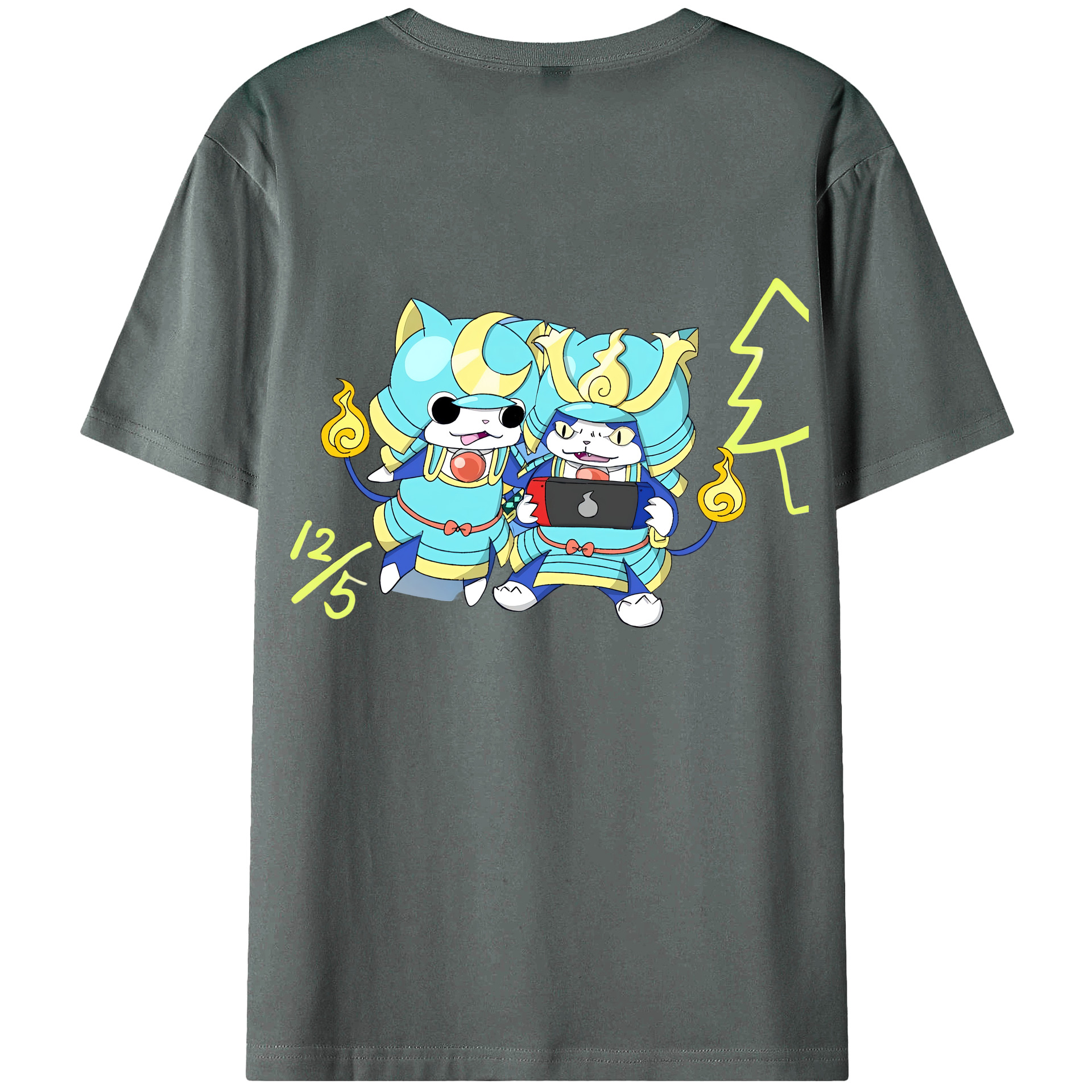 （画像用） 妖怪ウォッチ Yo-kai Watch 綿100％ メンズ半袖Tシャツ（バックプリント） 通気性